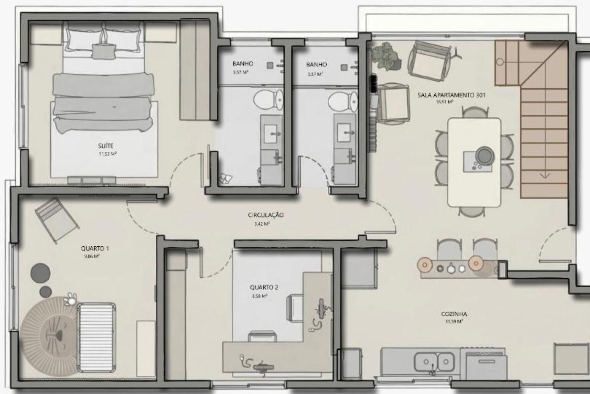 Apartamento, São Luiz (pampulha), 2 Quartos, 2 Vagas, 1 Suíte