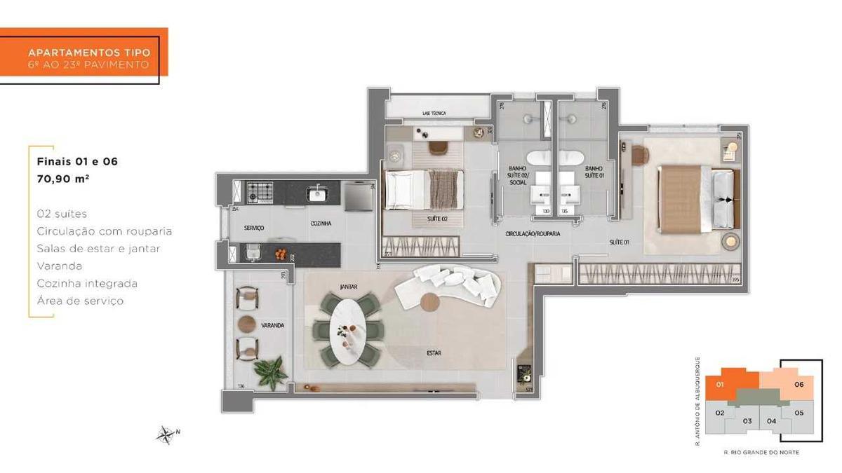 Apartamento, Savassi, 2 Quartos, 1 Vaga, 1 Suíte
