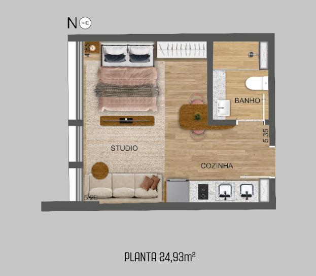 Apartamento, Lourdes, 1 Quarto, 0 Vaga