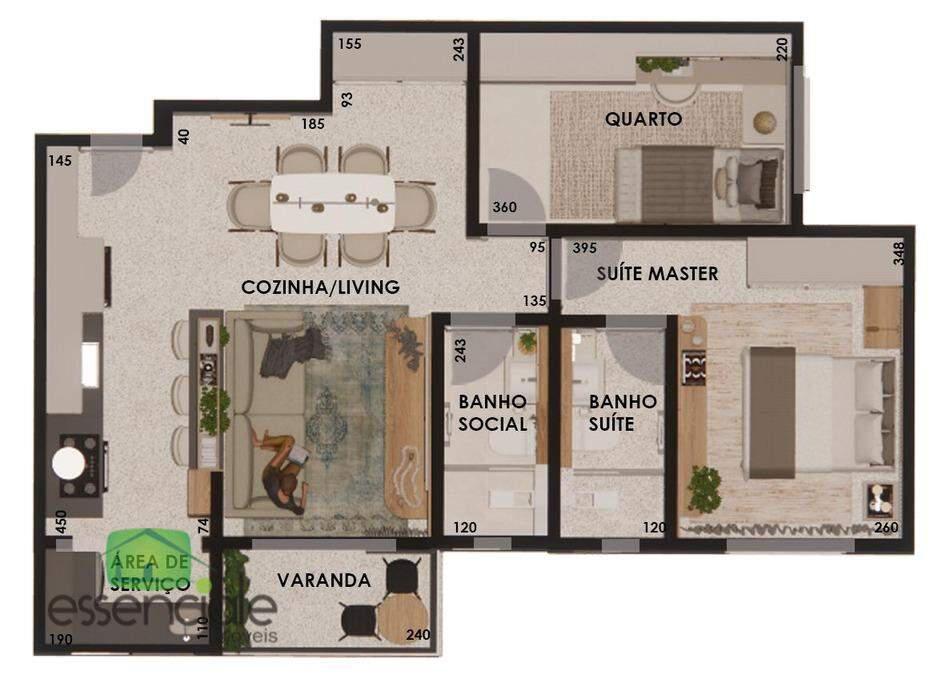 Apartamento, Centro, 2 Quartos, 1 Vaga, 1 Suíte