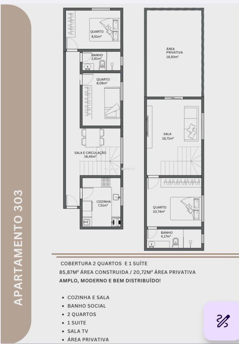 Apartamento, Santa Cruz Industrial, 2 Quartos, 2 Vagas, 2 Suítes