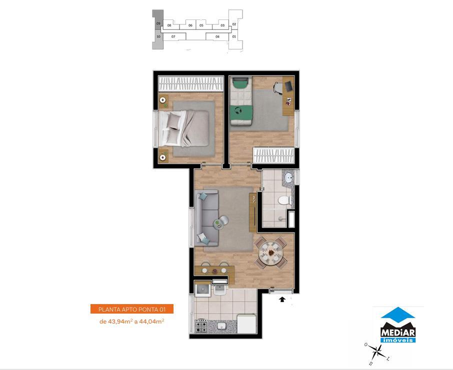 Apartamento, Barro Preto, 2 Quartos, 1 Vaga