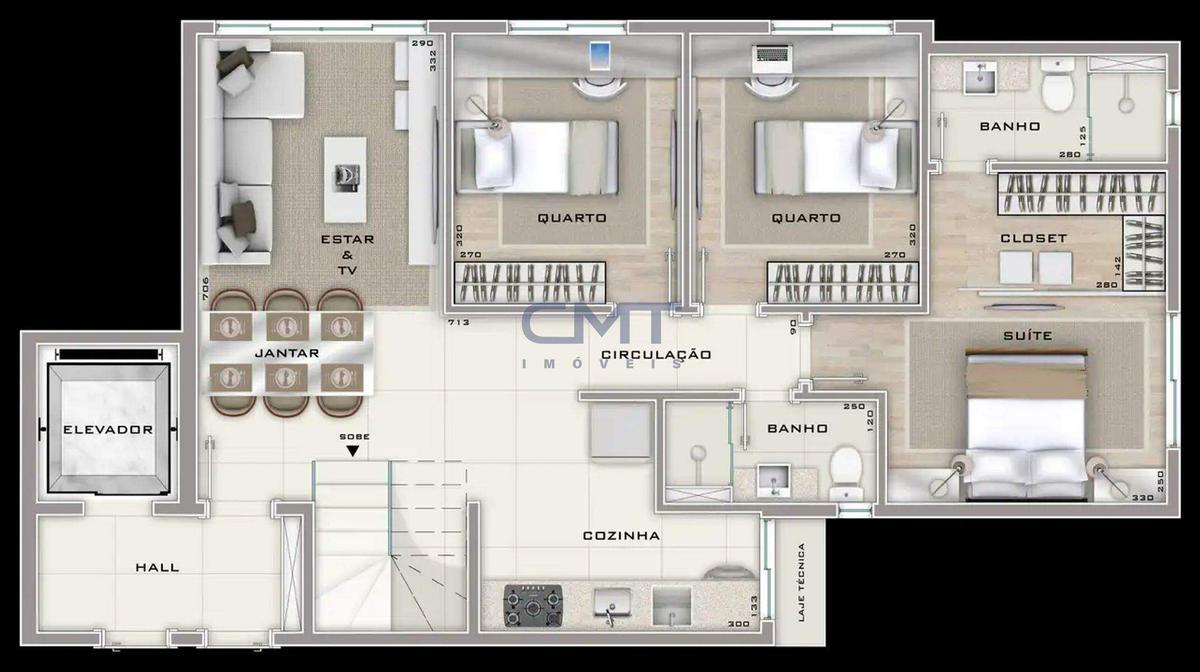 Cobertura, Serra, 3 Quartos, 2 Vagas, 1 Suíte
