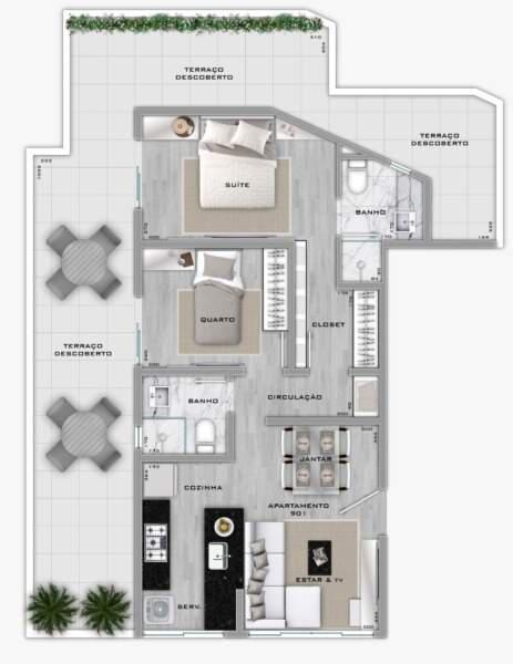 Apartamento, Lourdes, 3 Quartos, 2 Vagas, 1 Suíte