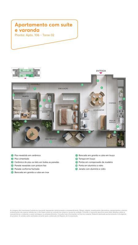 Apartamento, Três Barras, 2 Quartos, 1 Vaga, 1 Suíte