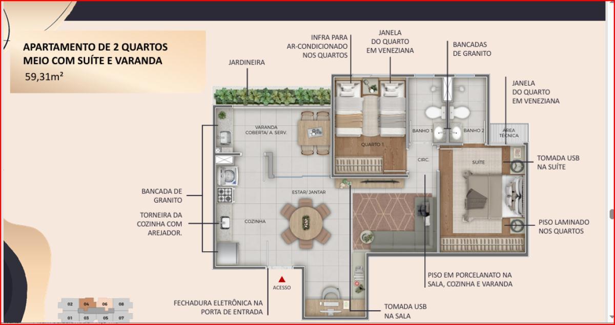 Apartamento, São Luiz (pampulha), 2 Quartos, 1 Vaga, 1 Suíte