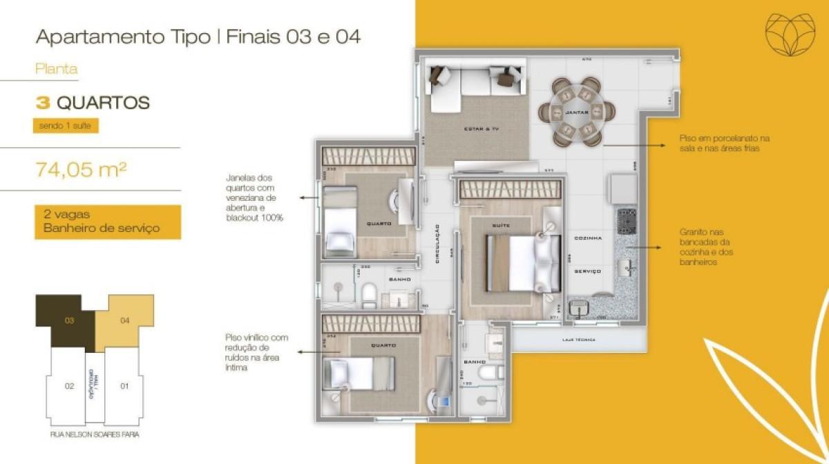 Apartamento, Cidade Nova, 3 Quartos, 2 Vagas, 1 Suíte