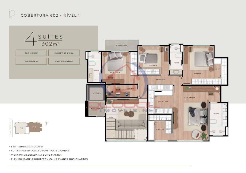 Cobertura, Ouro Preto, 4 Quartos, 4 Vagas, 4 Suítes
