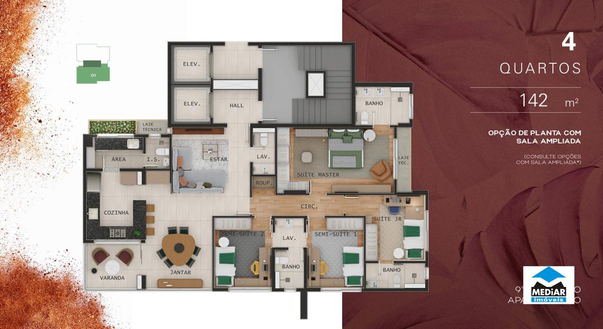 Apartamento, Carmo, 4 Quartos, 3 Vagas, 2 Suítes