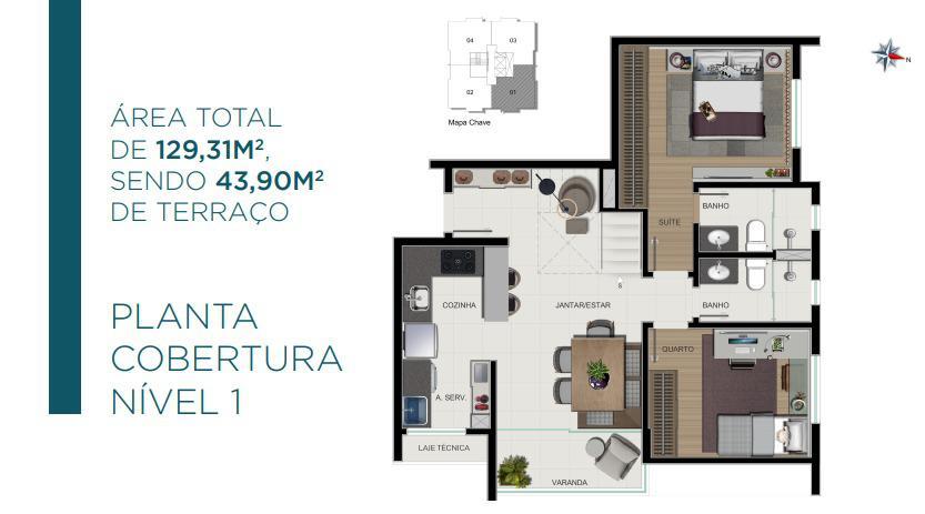 Apartamento, Nova Granada, 2 Quartos, 2 Vagas, 1 Suíte