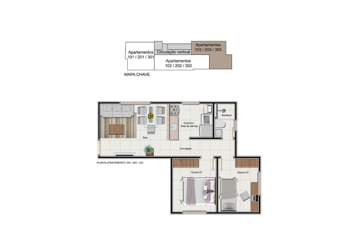 Apartamento, Caiçaras, 2 Quartos, 1 Vaga