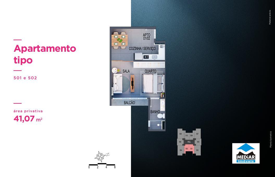 Apartamento, Santa Efigênia, 1 Quarto, 0 Vaga, 1 Suíte