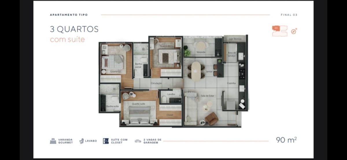 Apartamento, Cidade Nova, 3 Quartos, 2 Vagas, 1 Suíte