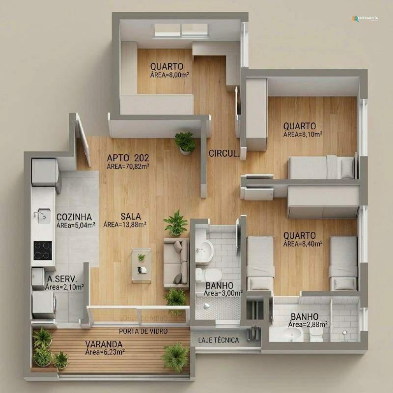 Apartamento, Boa Esperança, 3 Quartos, 2 Vagas, 1 Suíte