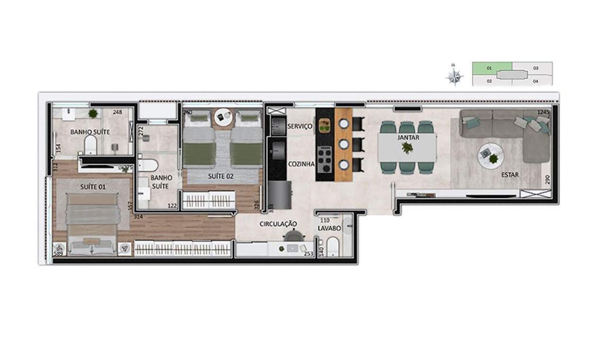 Apartamento, Lourdes, 3 Quartos, 2 Vagas, 1 Suíte