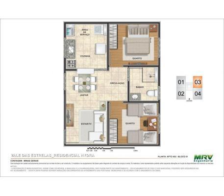 Apartamento, Chácaras Reunidas Santa Terezinha, 2 Quartos, 1 Vaga