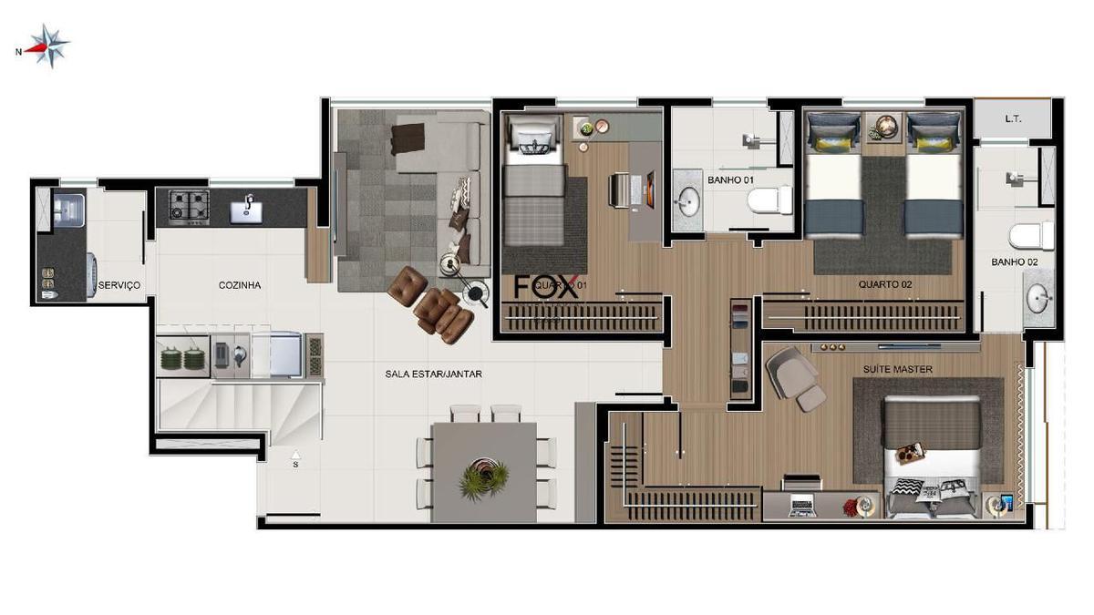Apartamento, Funcionários, 3 Quartos, 2 Vagas, 1 Suíte
