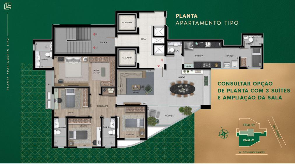 Apartamento, Sion, 4 Quartos, 3 Vagas, 2 Suítes