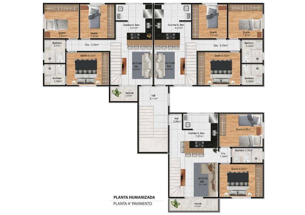 Cobertura, Palmeiras, 3 Quartos, 1 Vaga