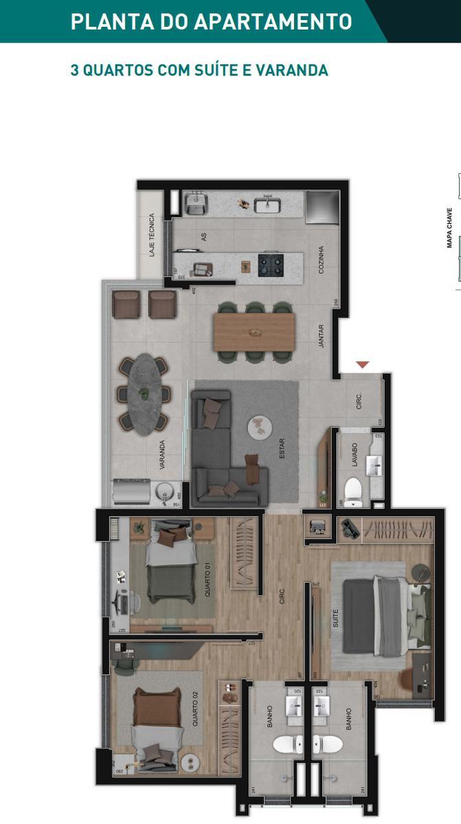 Apartamento, Lourdes, 3 Quartos, 0 Vaga, 1 Suíte