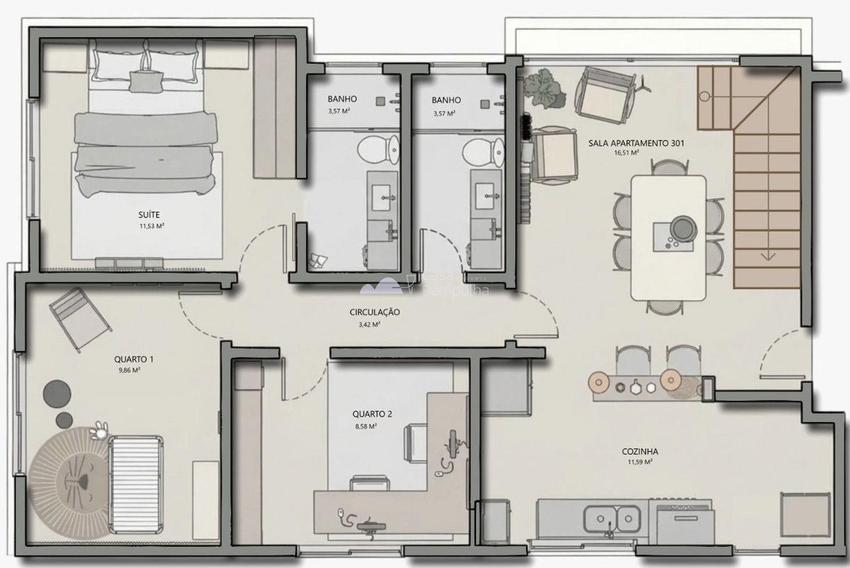 Apartamento, São Luiz (pampulha), 3 Quartos, 2 Vagas, 1 Suíte