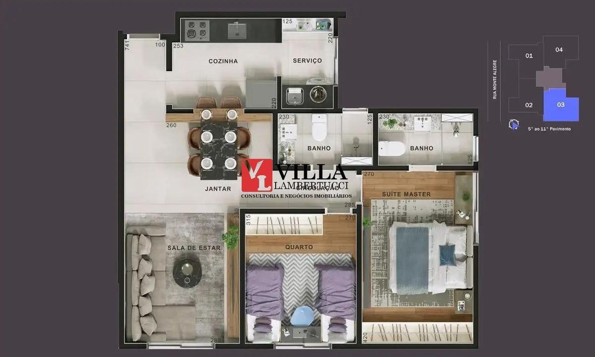 Apartamento, Serra, 2 Quartos, 3 Vagas, 1 Suíte