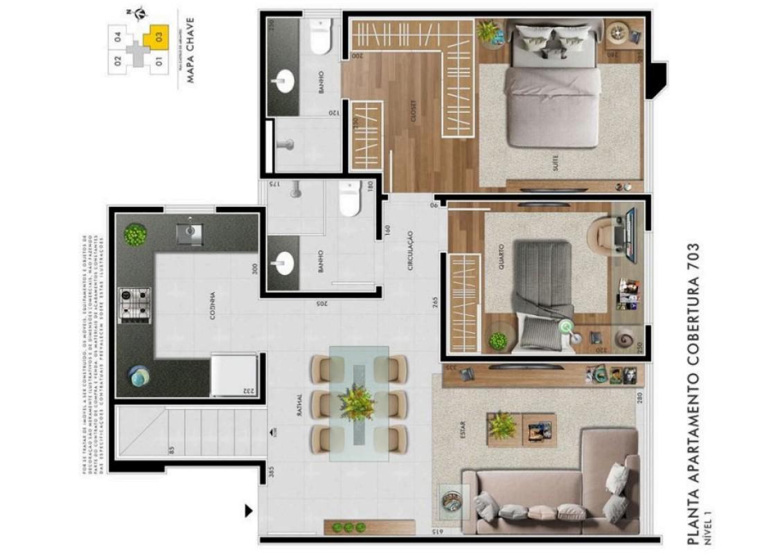 Cobertura, Castelo, 2 Quartos, 1 Vaga, 1 Suíte