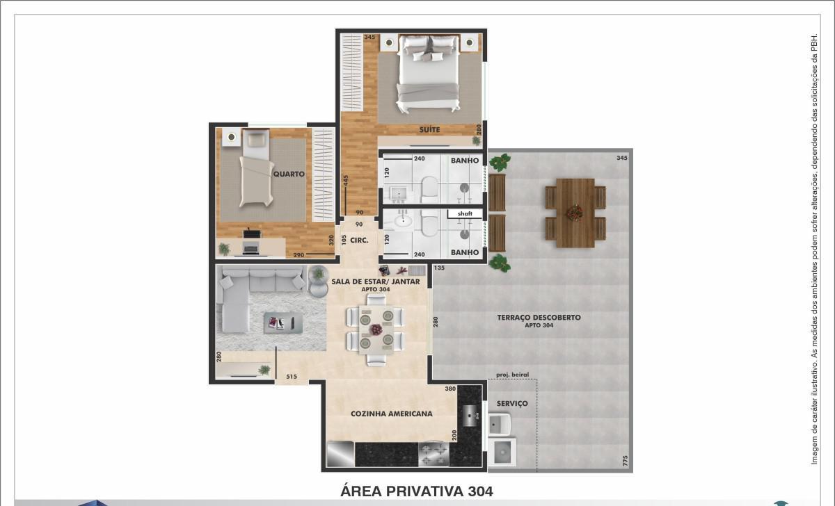 Apartamento, Santa Terezinha, 2 Quartos, 2 Vagas, 1 Suíte