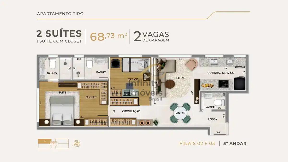 Apartamento, Funcionários, 3 Quartos