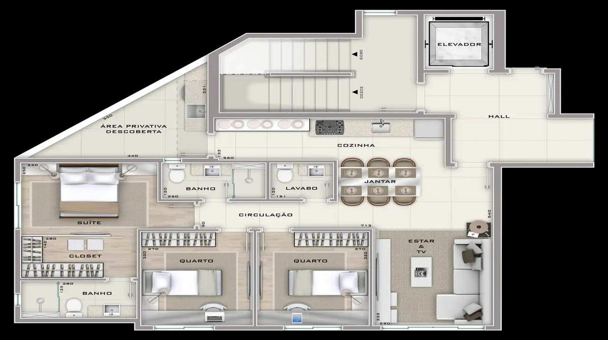 Cobertura, Serra, 3 Quartos, 2 Vagas, 1 Suíte
