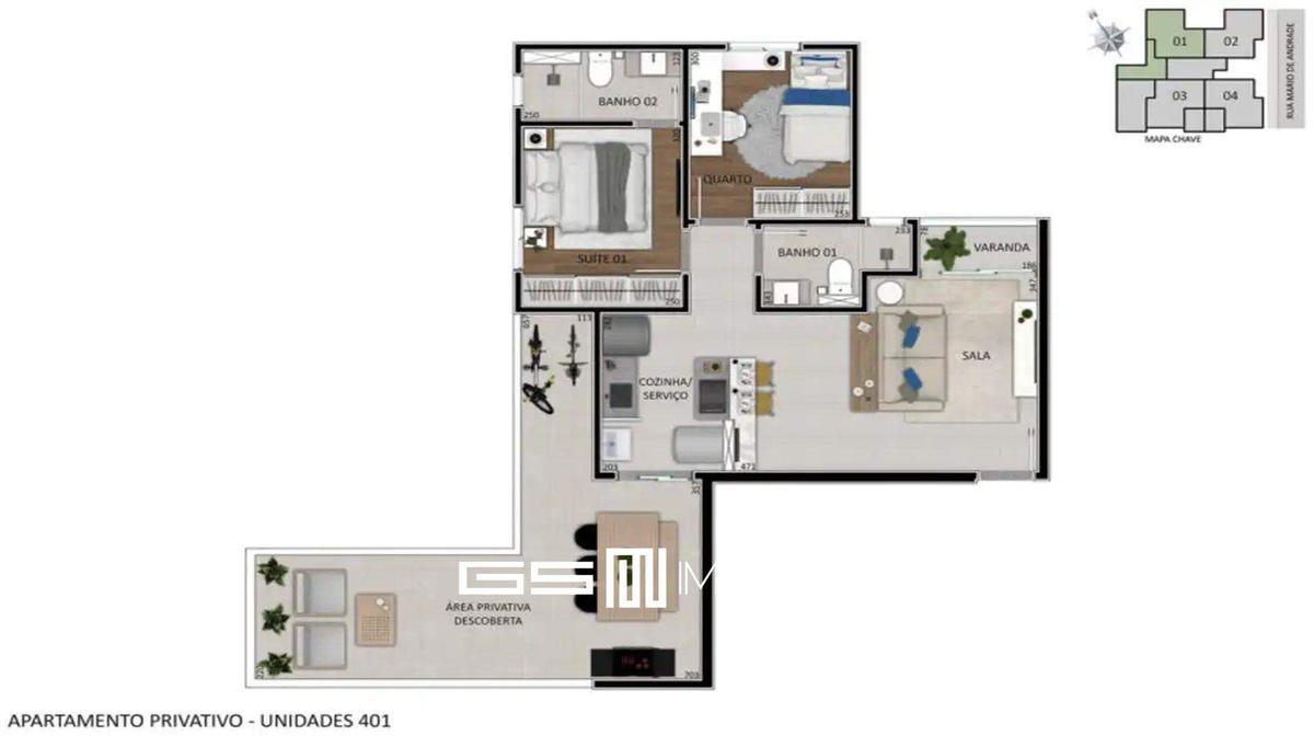 Apartamento, Santa Branca, 2 Quartos, 1 Vaga, 1 Suíte