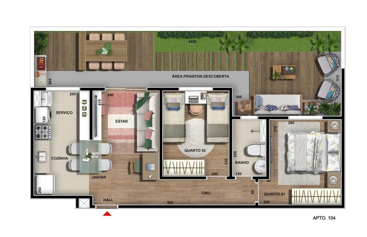 Apartamento, Nova Pampulha, 2 Quartos, 1 Vaga