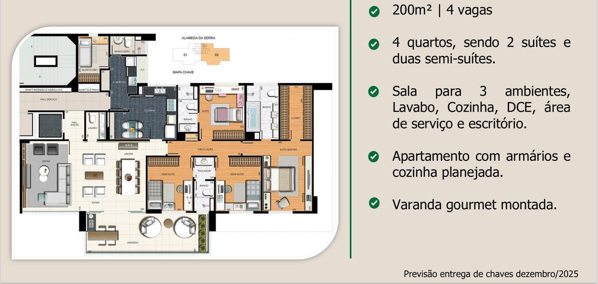Apartamento, Vila da Serra, 4 Quartos, 4 Vagas, 2 Suítes