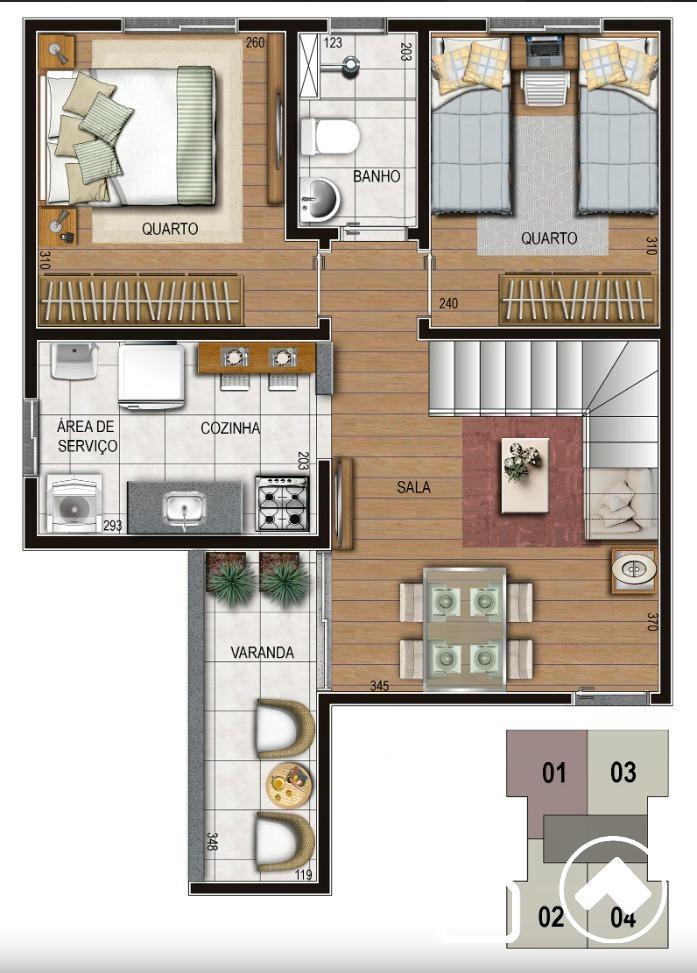 Apartamento, Alto Caiçaras, 2 Quartos, 1 Vaga