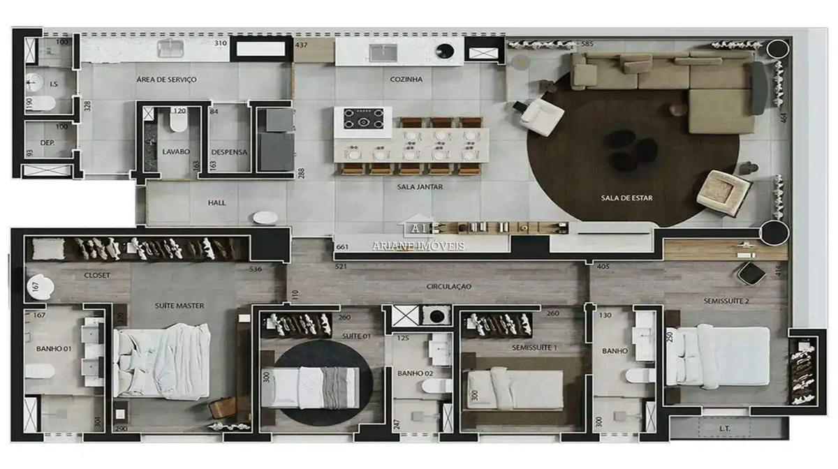 Apartamento, Funcionários, 4 Quartos, 3 Vagas, 2 Suítes