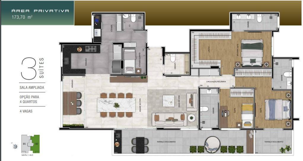 Apartamento, Gutierrez, 4 Quartos, 4 Vagas, 2 Suítes