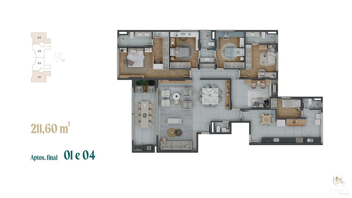 Apartamento, Vila da Serra, 4 Quartos, 3 Vagas, 2 Suítes
