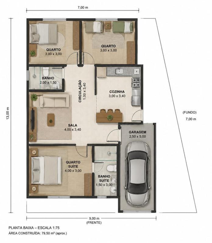 Casa, Jardim Rosario, 3 Quartos, 2 Vagas, 1 Suíte
