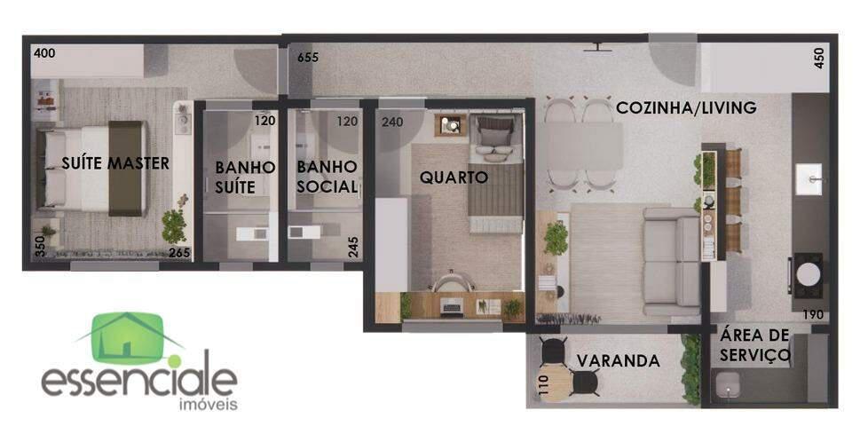 Apartamento, Centro, 2 Quartos, 1 Vaga, 1 Suíte