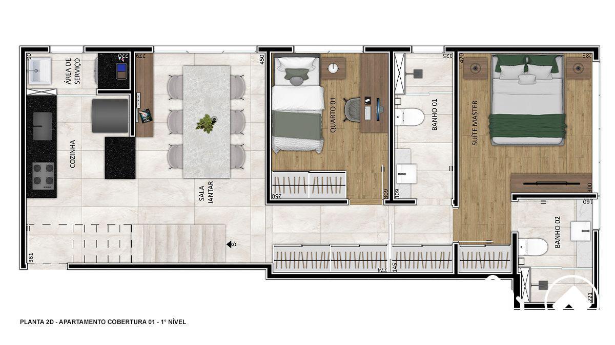 Apartamento, Funcionários, 2 Quartos, 2 Vagas, 1 Suíte