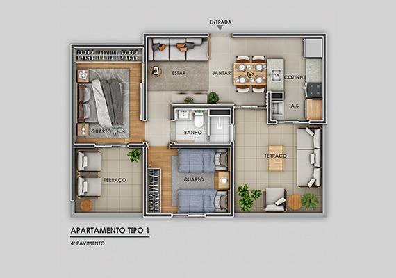 Apartamento, Carlos Prates, 2 Quartos, 1 Vaga
