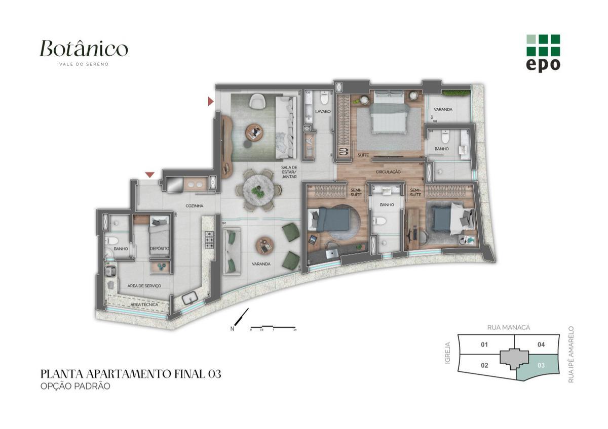 Apartamento, Vale do Sereno, 4 Quartos, 3 Vagas