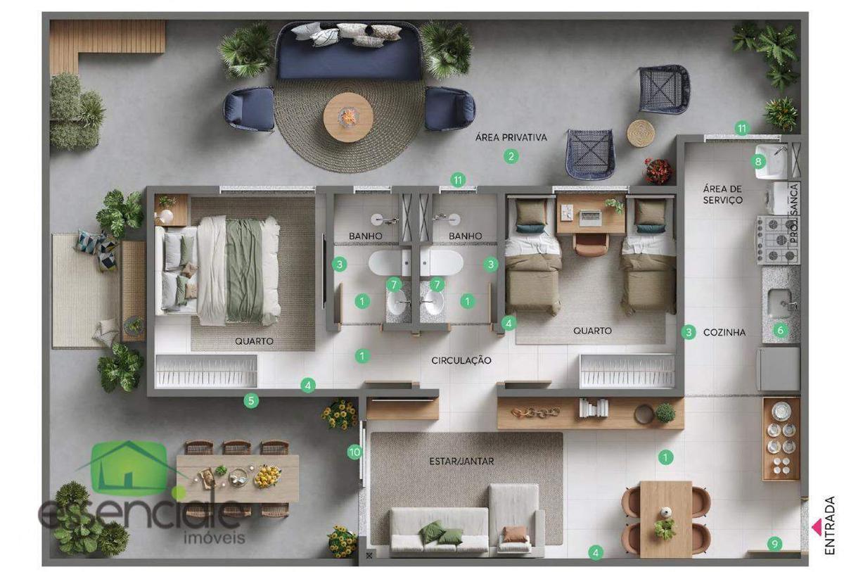 Apartamento, Três Barras, 2 Quartos, 1 Vaga, 1 Suíte