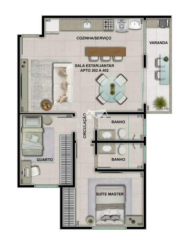 Apartamento, Jardim Industrial, 2 Quartos, 2 Vagas, 1 Suíte