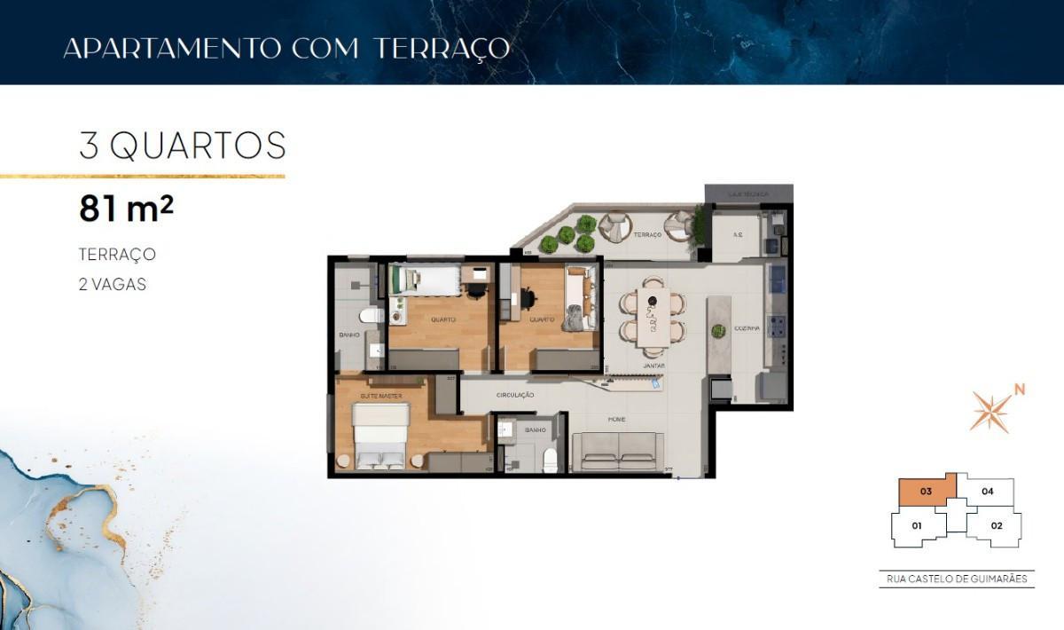 Apartamento, Castelo, 3 Quartos, 2 Vagas, 1 Suíte