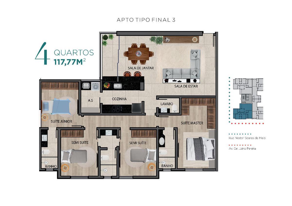 Apartamento, Palmares, 3 Quartos, 2 Vagas, 1 Suíte