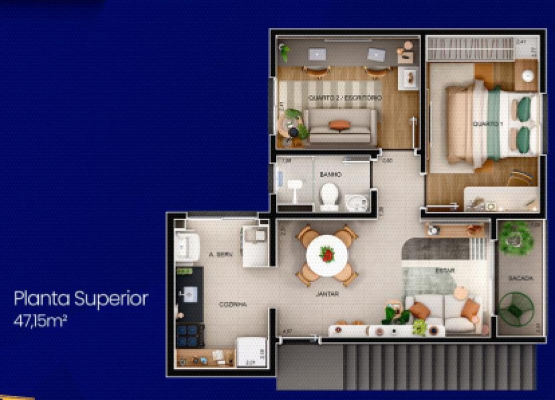 Apartamento, Bandeirinhas, 2 Quartos, 1 Vaga