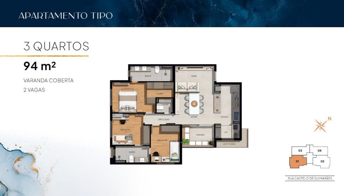 Apartamento, Castelo, 3 Quartos, 2 Vagas, 1 Suíte