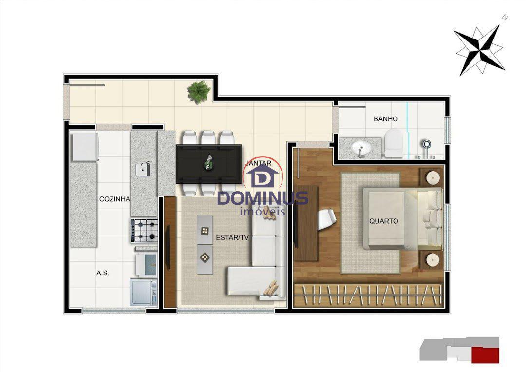 Apartamento, Funcionários, 2 Quartos, 2 Vagas, 1 Suíte
