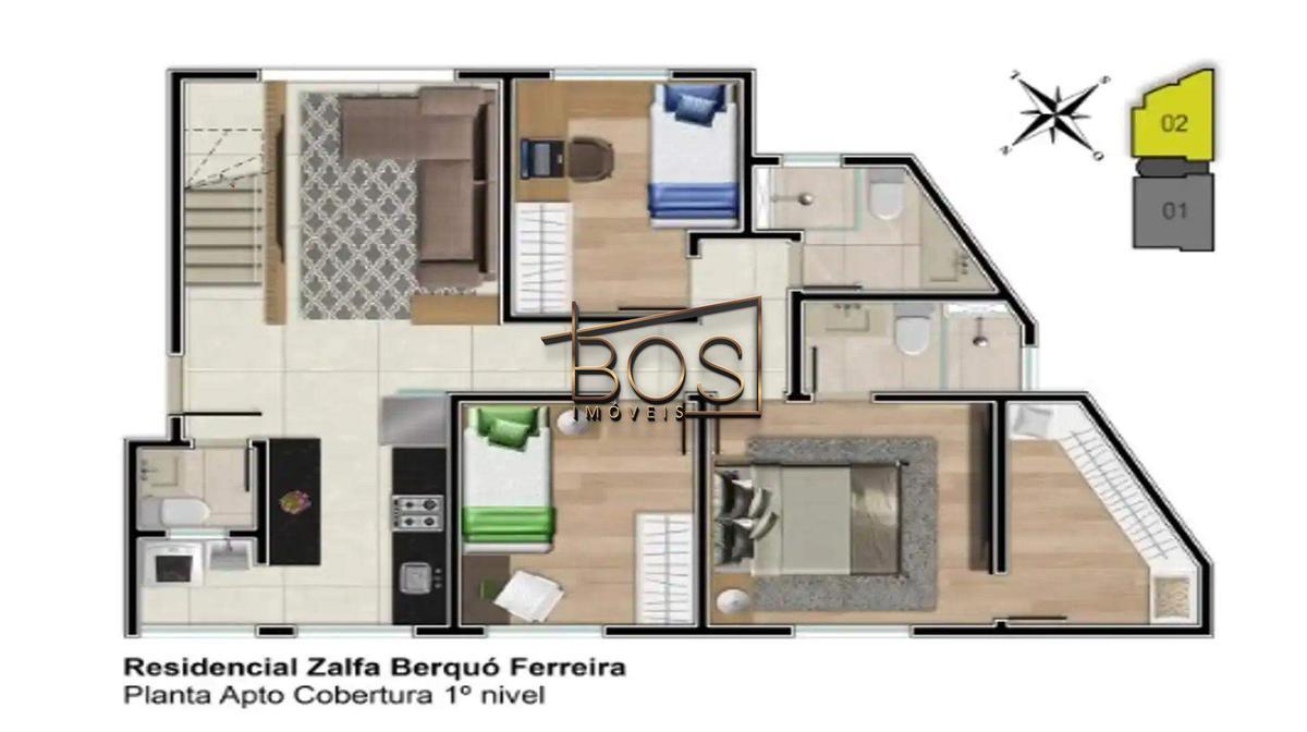 Apartamento, Vila Paris, 3 Quartos, 3 Vagas, 1 Suíte